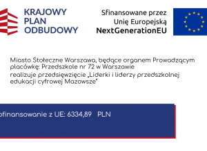 Projekt UE „Liderki i liderzy przedszkolnej edukacji cyfrowej Mazowsze”